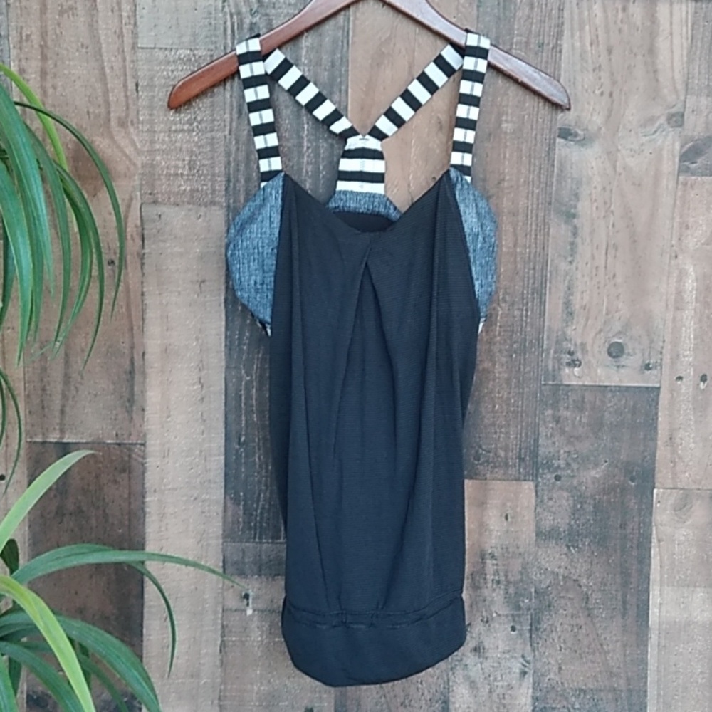 lululemon athletica Black and White Striped back Tank size 8